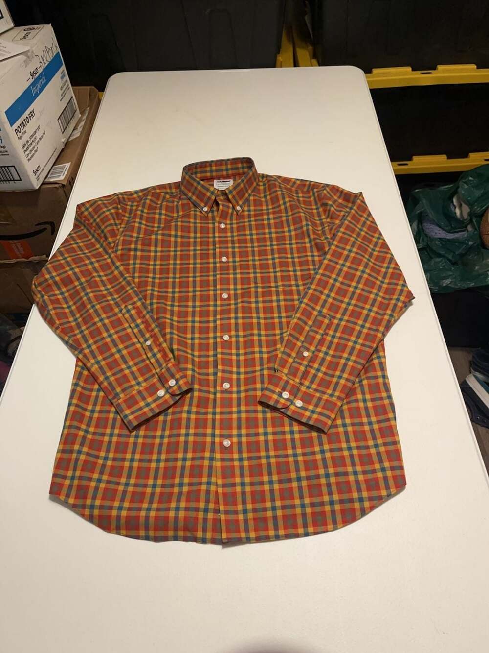 L.L.Bean Slightly Fitted Plaid Button Down Shirt Size Large Regular